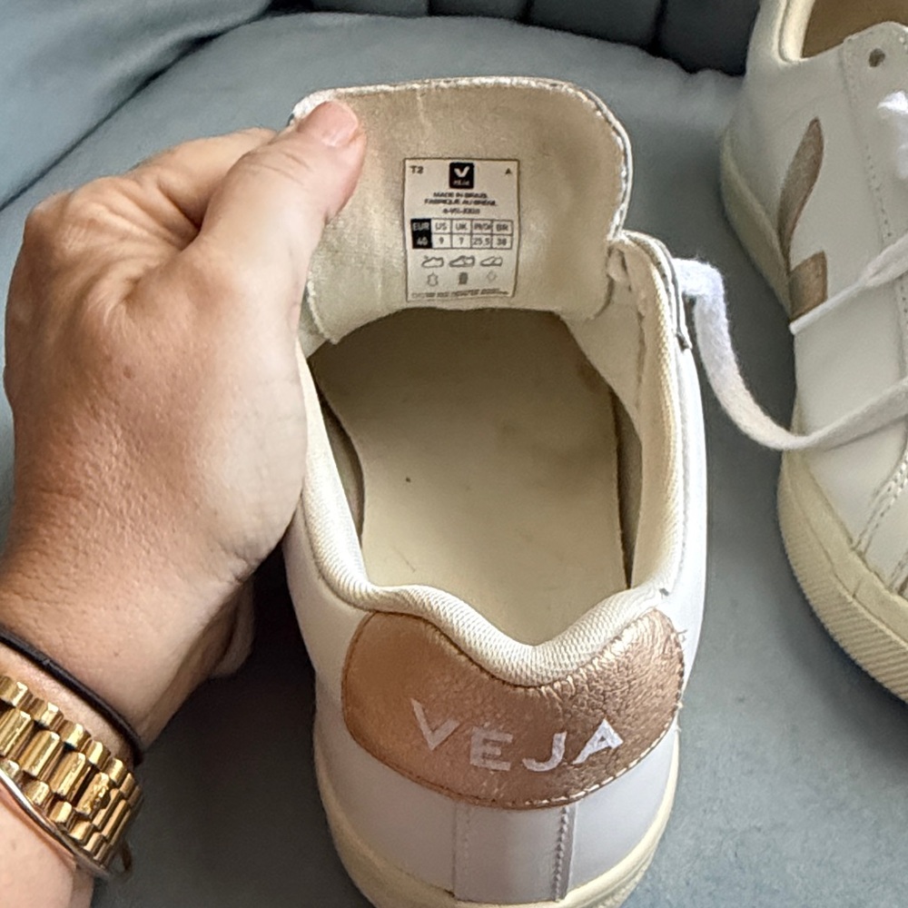 Veja Esplar Logo Leather Sneakers Extra White/ Platine 40 / 9 With Box - Picture 7 of 11